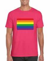 Carnavalskleding t-shirt regenboog vlag roze heren roosendaal