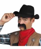 Carnavalskleding toppers cowboy snor zwart roosendaal