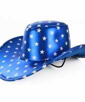 Carnavalskleding toppers metallic blauwe cowboyhoed sterren volwassenen roosendaal