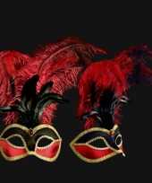 Carnavalskleding venetiaans fluweel veren oogmasker bordeaux zwart roosendaal