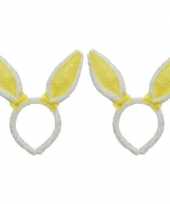 Carnavalskleding x wit gele konijn haas oren verkleed diademen kids volwassenen roosendaal