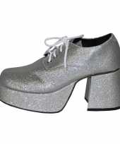 Carnavalskleding zilveren glitter plateau schoenen roosendaal