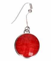 Carnavalskleding zilveren oorbellen rode steen chunk roosendaal