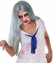 Carnavalskleding zombie pruik lang grijs haar roosendaal