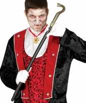 Carnavalskleding zwarte vampier dracula wandelstok slang roosendaal
